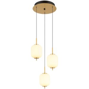 Hanglamp EWALD 13.5 cm 3-lichts Messing, Opaal