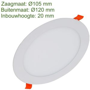 LED Inbouw Downlight 6W Slim | Ø105mm 420lm | 3000K - Warm wit (830)
