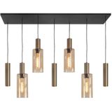 Moderne Hanglamp | Zwart | 3 x GU10 Messing kokers | 4 x E27 Messing gouden lampenkap