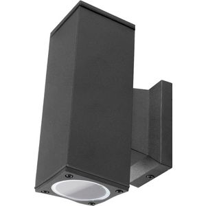 LED Wandlamp | vierkant | Up en Down light | 2x GU10 | Zwart | IP65 | DIMBAAR