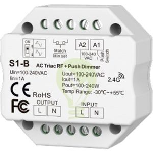 AC Triac RF inbouw draadloze dimmer | 100-240V | Push to dim