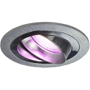 Zigbee smart Inbouwspot Zilver 4.7W | Rond | 80 mm | HUE compatible | RGB-CCT