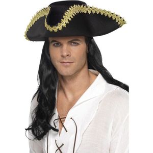 Piraten hoed luxe zwart goud