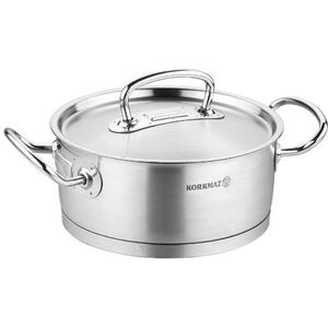 Roestvrijstalen Braadpan, met Deksel, 24cm/4.5L, "Proline" - Korkmaz