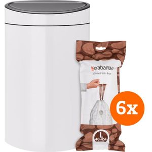 Brabantia Touch Bin 40 Liter White + Vuilniszakken (120 stuks)