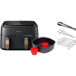 Philips 3000 series Dual Basket NA352/00 + Dubbellaagse kookset + Bakmeesterset