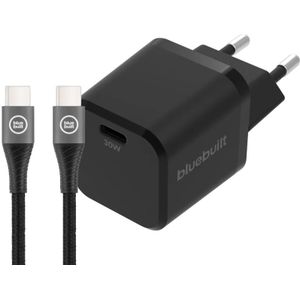 BlueBuilt Power Delivery Oplader 30W + Usb C Kabel 3m Nylon Zwart