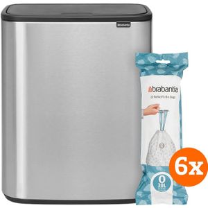 Brabantia Bo Touch Bin 2 x 30 Liter Rvs Fingerprint Proof + Vuilniszakken (120 stuks)