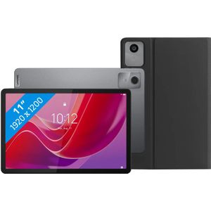 Lenovo Tab M11 11 inch 128GB Wifi Grijs + BlueBuilt Book Case Zwart