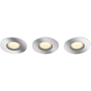 Philips Hue Adore badkamerinbouwspot - warm tot koelwit licht – 3-pack - 1 dimmer switch - chroom