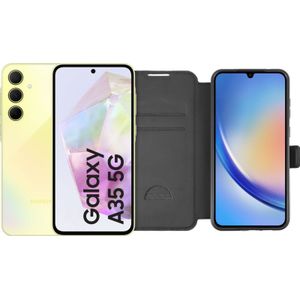 Samsung Galaxy A35 128GB Geel 5G + BlueBuilt Book Case Zwart