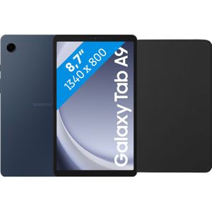 Samsung Galaxy Tab A9 8,7 inch 128GB Wifi Blauw + BlueBuilt Book Case Zwart
