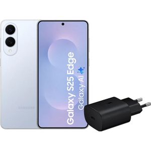 Samsung Galaxy S25 Edge 256GB Blauw 5G + Samsung Oplader 25 Watt Zwart