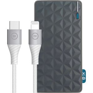 BlueBuilt Powerbank met Snelladen 10.000 mAh + Lightning Kabel 1,5m Nylon Wit