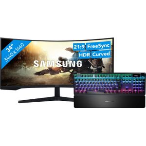 Samsung Odyssey G5 LC34G55TWWPXEN + SteelSeries Apex Pro Gaming Toetsenbord AZERTY