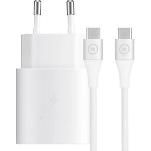 Samsung Super Fast Charging Oplader 25W + Usb C Kabel Nylon Wit 1,5m