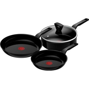 Tefal Renew Black Keramische Koekenpannenset 24 + 28 cm + hapjespan 24 cm + deksel
