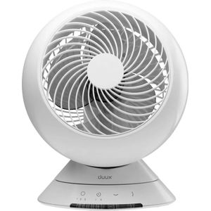 Duux Globe Tafelventilator Wit - Stille Ventilator 13dB - 3 snelheden - Horziontaal + Verticaal draaien