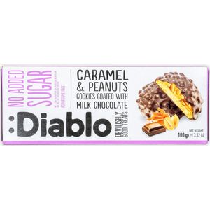 :Diablo No Added Sugar Caramel&Peanuts Cookies Coated with Milk Chocolate 0,1 kg Kekse