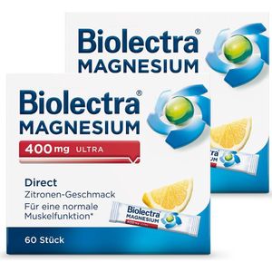 Biolectra Magnesium 400 mg ultra Direct Zitrone Doppelpack 2x60 St Pellets