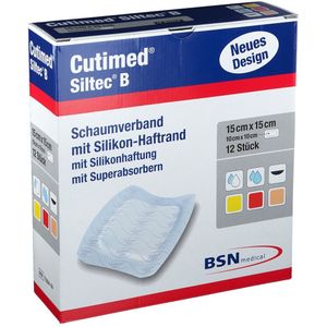 Cutimed Siltec B Schaumverb.15x15 cm m.Haftr. 12 St Kompressen