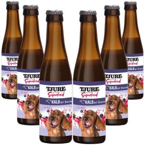 Tjure Hund - Superfood Kalb mit Beeren 6er Pack Hundesmoothies 1 St