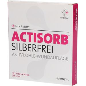 Actisorb Silberfrei 10,5x10,5 cm Aktivkohle 10 St Kompressen