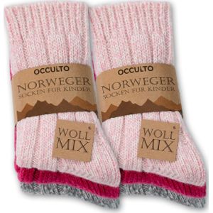 Occulto Kinder Wollsocken 6er Pack (Modell: Niki) Pink Mix 23-26 6 St