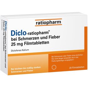 Diclo-Ratiopharm bei Schmerzen u.Fieber 25 mg FTA 20 St Filmtabletten