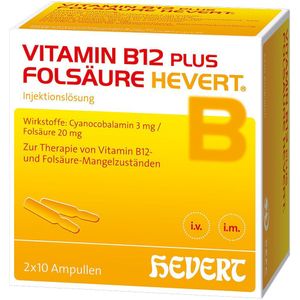 Vitamin B12 Plus Folsäure Hevert a 2 ml Ampullen 2x10 St