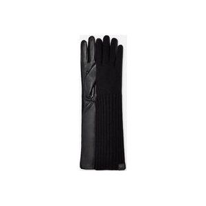 UGG® Gebreide handschoen met leer in Black, Maat L, Leder