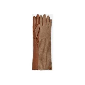 UGG® Gebreide handschoen met leer in Brown, Maat M, Leder