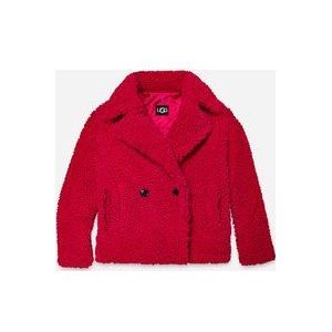 UGG® Gertrude Short Teddy-mantel in Cerise, Maat XS, Polyester/Fleece