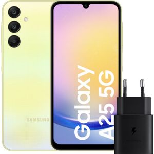 Samsung Galaxy A25 128GB Gelb 5G + Samsung Ladegerät 25 Watt Schwarz