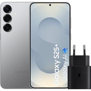 Samsung Galaxy S25 Plus 256GB Silber 5G + Samsung Ladegerät 25 Watt Schwarz