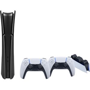 PS5 Slim Digital Edition + Schwarze Cover + Zusätzlicher Controller Weiß + Ladestation