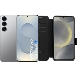 Samsung Galaxy S25 128GB Silber 5G + BlueBuilt Book Case Schwarz