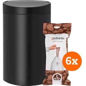 Brabantia Touch Bin 40 Liter Matt Black + Müllbeutel (120 Stück)