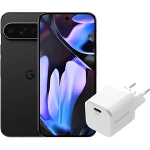 Google Pixel 9 Pro XL 256GB Schwarz 5G + BlueBuilt Ladegerät mit USB-C-Anschluss 30 W Weiß