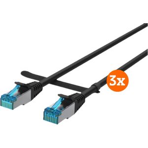 BlueBuilt Netzwerkkabel STP CAT6 0,5 Meter Schwarz 3er-Pack