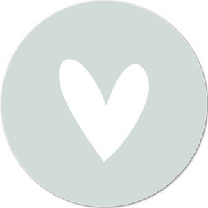 Krúskes Muurcirkel Hart lichtblauw/wit - 20 cm