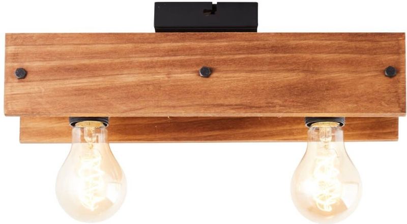 Brilliant Calandra 2-flammig schwarz mit braunem Holz