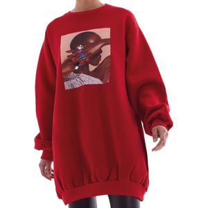 ROCKUPY Damen Mini-Kleid Sweat-Kleid mit großen Glitzersteinen im Pullover-Style RPW20-040303 Rot