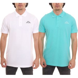 Kappa Veeny Pique Poloshirt Herren Baumwoll-Shirt mit Logo-Stick 707133 Türkis oder Weiß