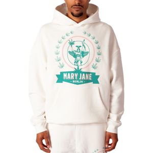 MARY JANE BERLIN Herren Kapuzen-Pullover mit Logo Print modischer Baumwoll-Pullover Hoodie 2406-4-SW-02 Weiß