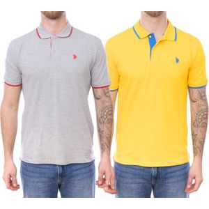 U.S. POLO ASSN. Herren Polo-Shirt Basic-Shirt Baumwoll-Shirt Kurzarm-Shirt 197 63899 52520 in Grau/Rot oder Gelb/Blau