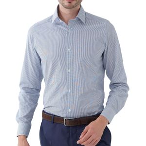 steffen klein Herren Langarm-Hemd gestreiftes Business-Shirt modisches Baumwoll-Hemd 900930 Blau/Weiß