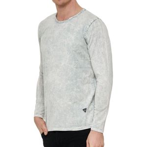Herren Longsleeve im Batik-Stil Langarm-Shirt Sommer-Pullover Freizeit-Shirt R-10146 R-10154 Grau/Weiß