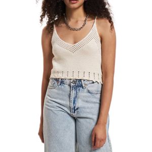 Sixth June Crochet Damen gehäkeltes Sommer-Top Crop-Top ärmelloses Shirt W33897KTO Beige