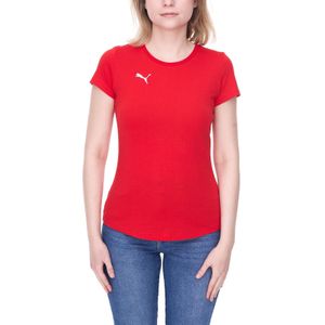 PUMA TeamGoal23 Damen T-Shirt Sport-Shirt Baumwoll-Shirt mit Logo-Patch Fitness-Shirt 657085 01 Rot